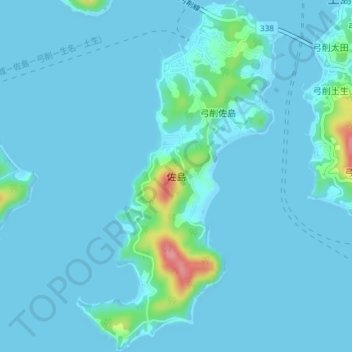 Mapa topográfico 佐島, altitud, relieve