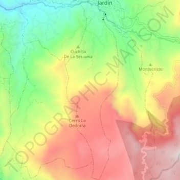 Mapa topográfico Serranias, altitud, relieve