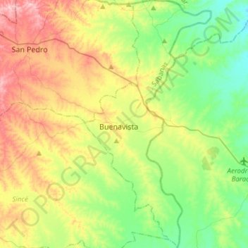Mapa topográfico Buenavista, altitud, relieve