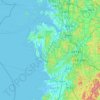 Mapa topográfico Chungcheong del Sur, altitud, relieve