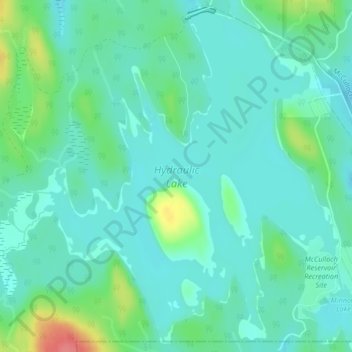 Mapa topográfico Hydraulic Lake, altitud, relieve