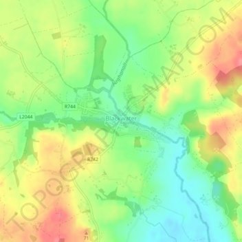 Mapa topográfico Blackwater, altitud, relieve