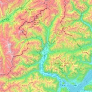 Mapa topográfico Tosa, altitud, relieve