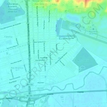 Mapa topográfico Niterói, altitud, relieve