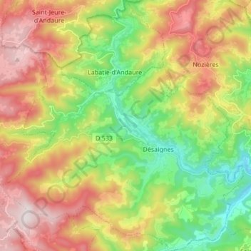 Mapa topográfico 07570, altitud, relieve