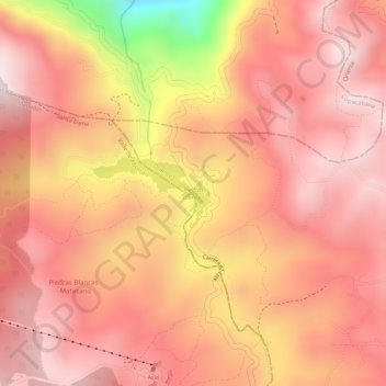 Mapa topográfico Piedras Blancas, altitud, relieve