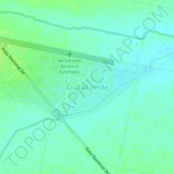 Mapa topográfico Ciudad Verde, altitud, relieve