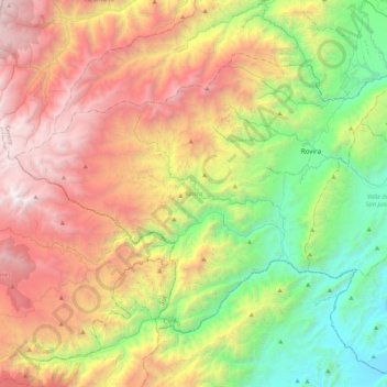 Mapa topográfico Rovira, altitud, relieve