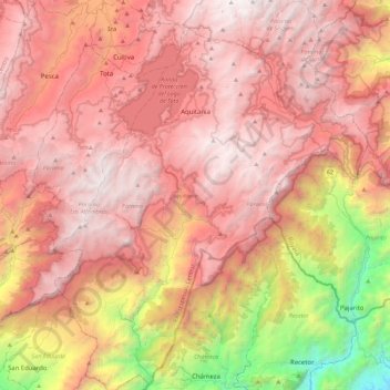 Mapa topográfico Aquitania, altitud, relieve