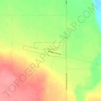 Mapa topográfico Village of Arrowwood, altitud, relieve