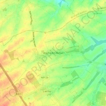 Mapa topográfico Aische-En-Refail, altitud, relieve