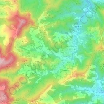 Mapa topográfico Torrelles de Llobregat, altitud, relieve