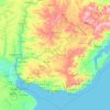 Mapa topográfico Uruguay, altitud, relieve