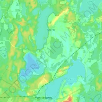 Mapa topográfico Userin, altitud, relieve