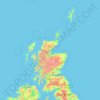 Mapa topográfico Schotland, altitud, relieve