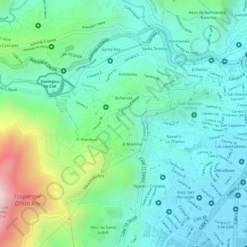 Mapa topográfico Bellavista, altitud, relieve