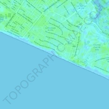 Mapa topográfico Playa El Faro, altitud, relieve