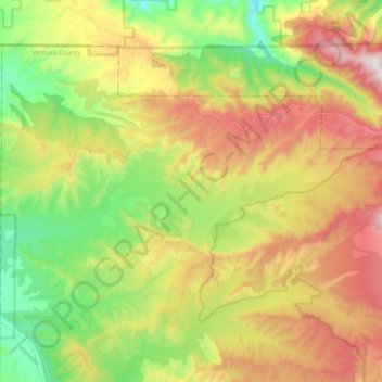 Mapa topográfico Quatal Canyon, altitud, relieve