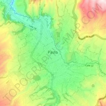 Mapa topográfico Pasto, altitud, relieve