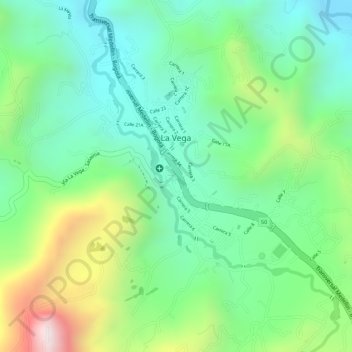 Mapa topográfico La Vega, altitud, relieve