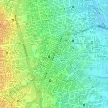 Mapa topográfico Bulevar de Simón Bolívar, altitud, relieve
