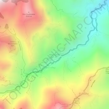 Mapa topográfico Villacarmelo, altitud, relieve