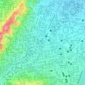 Mapa topográfico Canal de Bogotá, altitud, relieve