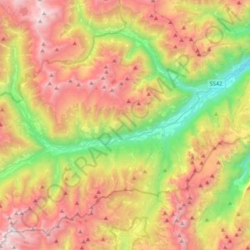Mapa topográfico Val di Sole, altitud, relieve