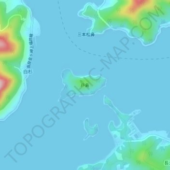 Mapa topográfico Toshima Island, altitud, relieve