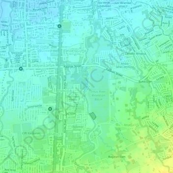 Mapa topográfico Imus River, altitud, relieve