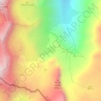 Mapa topográfico Plan des Eaux, altitud, relieve