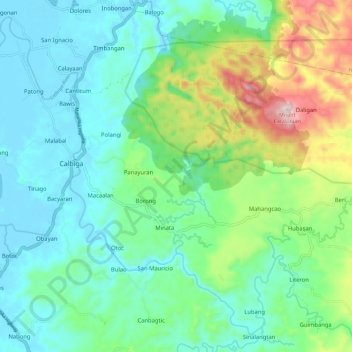 Mapa topográfico Calbiga River, altitud, relieve