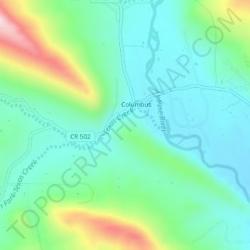 Mapa topográfico Texas Creek, altitud, relieve