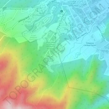 Mapa topográfico UPLB CFNR Alumni Forest and Nature Park, altitud, relieve