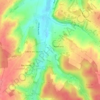 Mapa topográfico Le Glabais, altitud, relieve