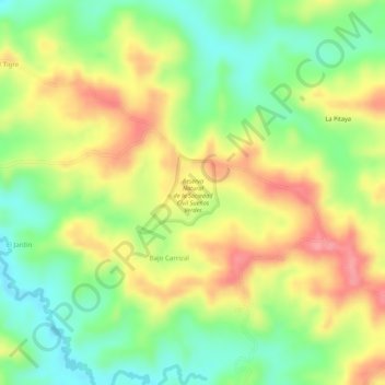 Mapa topográfico Reserva Natural de la Sociedad Civil Suenos Verdes, altitud, relieve