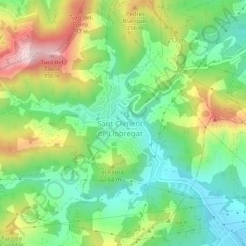 Mapa topográfico Sant Climent de Llobregat, altitud, relieve
