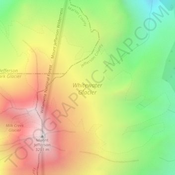 Mapa topográfico Whitewater Glacier, altitud, relieve