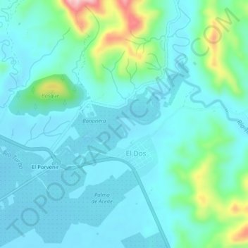 Mapa topográfico Río Turbo, altitud, relieve