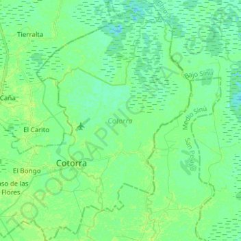 Mapa topográfico Cotorra, altitud, relieve