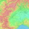Mapa topográfico Piemont, mapa de relieve, mapa de altitud